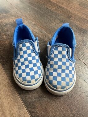 Vans Toddler Slip-On Checkerboard Sneakers - Blue & White
